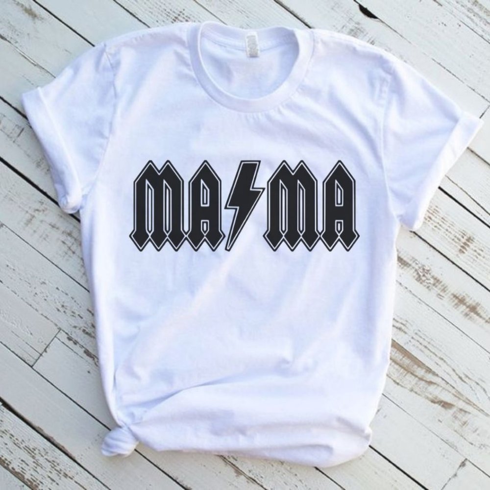 5 Pack Mama Womens Unisex White Short Sleeve Graphic Tee T-Shirt